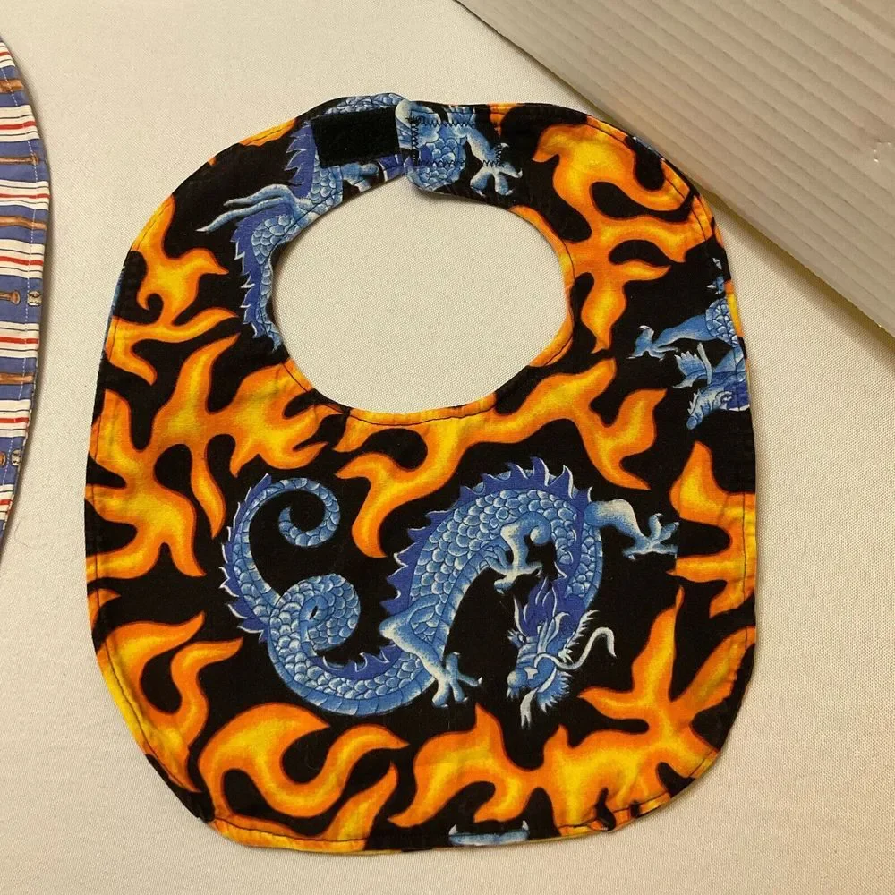 Baby Bibs‎ 3 Handmade Drool Bibs Puppy Baseball Dragon Designs
